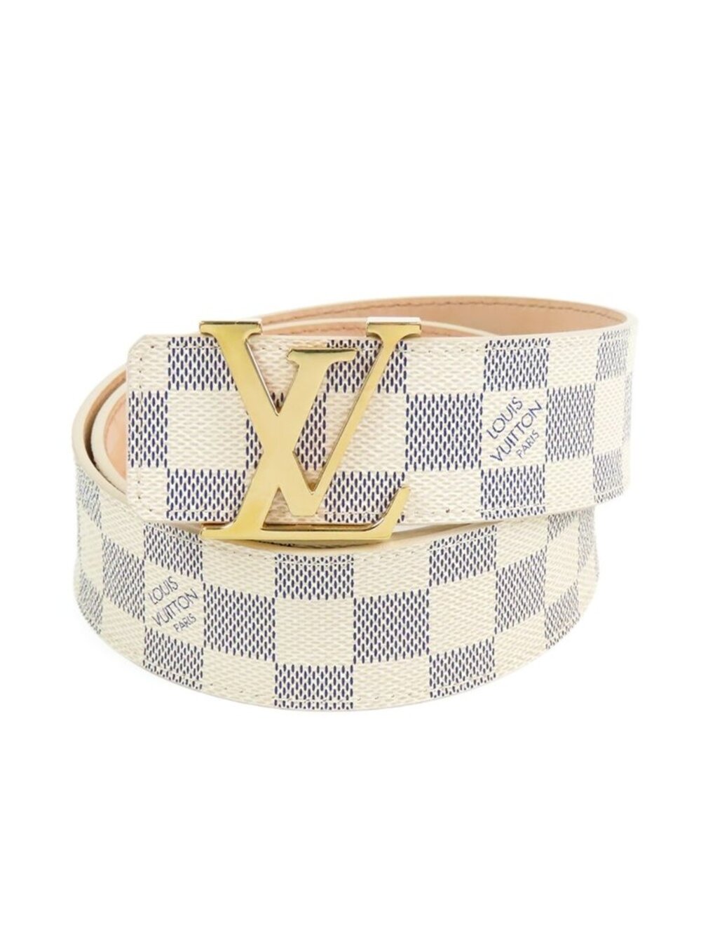 Louis Vuitton Ceinture LV Initial Ivory Blue Damier Azur Canvas 80/32 Belt